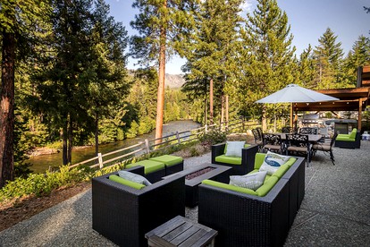 Panoramic Views of the Chiwawa River from a Luxury Cabin Porch with Private Hot-Tub in Leavenworth - Leavenworth, Washington - glamping.directory