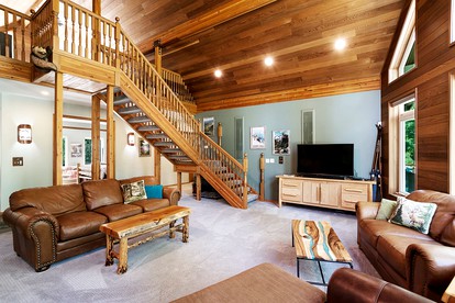 Panoramic Views of the Chiwawa River from a Luxury Cabin Porch with Private Hot-Tub in Leavenworth - Leavenworth, Washington - glamping.directory
