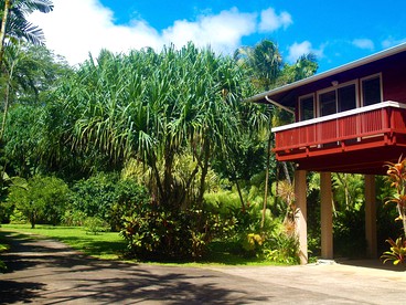 Elevated Riverfront Cabin with Hot Tub and Lanai on Kauai, Hawaii - glamping.directory