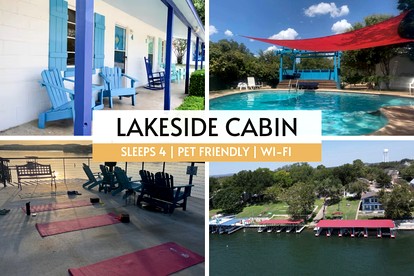 One-Room Cabin Rental with Large Porch and Lake Views in Texas Hill Country - Kingsland, Texas - glamping.directory