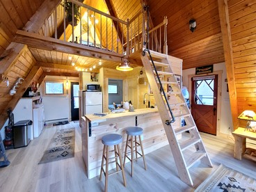 Secluded A-Frame Cabin with Private Riverfront on Little Manistee River near Tustin, Michigan - Tustin, Michigan - glamping.directory