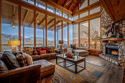 Stunning Smoky Mountain Log Cabin with 270° Views, Luxury Amenities & Hot Tub near Gatlinburg, TN - Sevierville, Tennessee - glamping.directory