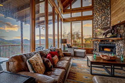 Stunning Smoky Mountain Log Cabin with 270° Views, Luxury Amenities & Hot Tub near Gatlinburg, TN - Sevierville, Tennessee - glamping.directory