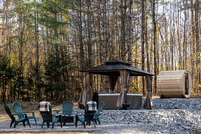 Cozy A-Frame Cabin with Hot Tub & Sauna near Stratton Mountain, Vermont - Jamaica, Vermont - glamping.directory