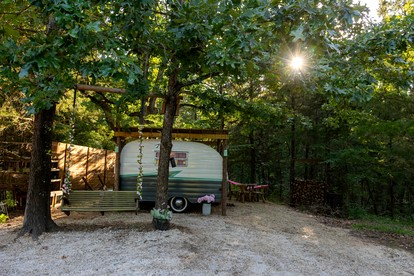 Luxurious Remodeled Airstream with Wraparound Deck and Spa near Honey Grove, Texas - Honey Grove, Texas - glamping.directory