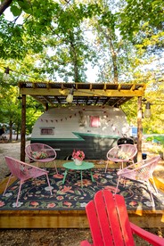 Luxurious Remodeled Airstream with Wraparound Deck and Spa near Honey Grove, Texas - Honey Grove, Texas - glamping.directory