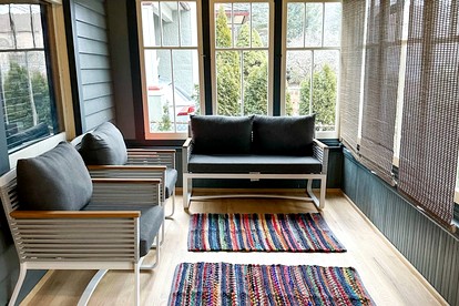 Peaceful Village Retreat with Fireplace, Deck Dining & Mountain Sunsets in Margaretville, New York - Margaretville, New York - glamping.directory