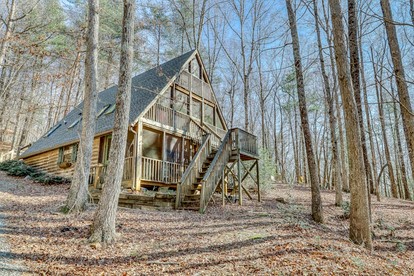 Beautiful Wooden A-Frame Perfect for Outdoor Activities in Blue Ridge, Georgia - glamping.directory