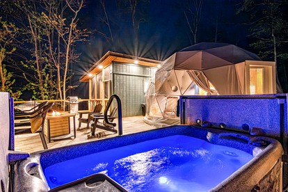 Scenic GeoDome Retreat with Hot Tub & 100-Mile Views near Blowing Rock and Boone, North Carolina - Blowing Rock, North Carolina - glamping.directory