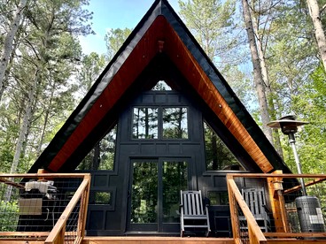Stylish Dog-Friendly A-Frame Retreat with Deck & Fire Pit in Dahlonega, Georgia - glamping.directory