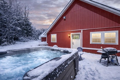 Dreamy Cabin Surrounded by Trees with Hot Tub in Fryeburg, Maine - glamping.directory