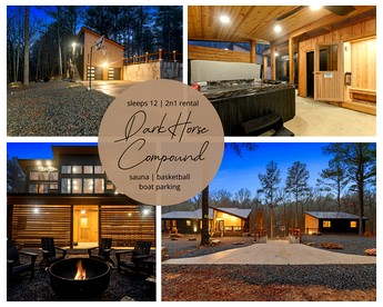 Spacious Modern Cabin with Basketball Court and Sauna in Broken Bow, Oklahoma - Broken Bow, Oklahoma - glamping.directory