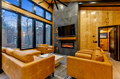 Spacious Modern Cabin with Basketball Court and Sauna in Broken Bow, Oklahoma - Broken Bow, Oklahoma - glamping.directory
