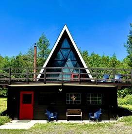 Spacious Well Furnished A-Frame with Sauna in Union Dale, Pennsylvania - glamping.directory