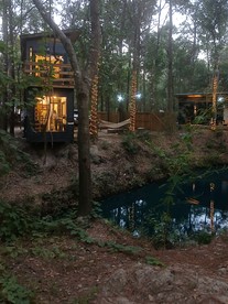 Tranquil Creekside Container with Private Waterfall Near Renaissance Festival | Magnolia, Texas - Grimes County, Texas - glamping.directory