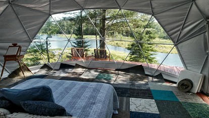 Secluded Luxury Dome with Private Pond & Kayaks near Tug Hill Vineyards, Upstate NY - Glenfield, New York - glamping.directory