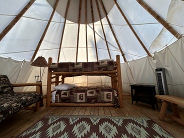 Cozy Tipi with Bunk Bed and Resort Amenities near Hall, Montana - Hall, Montana - glamping.directory