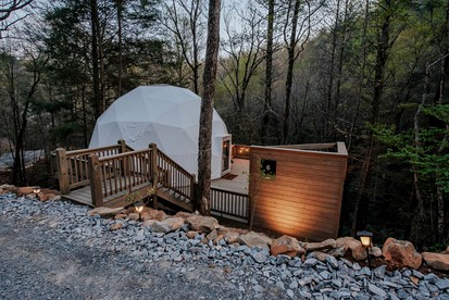Elegance by the Falls: Stylish Dome Family Escape in Cherry Log, GA - Cherry Log, Georgia - glamping.directory