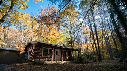 Cozy Rustic Cabin Nestled in the Scenic Reems Creek Valley for a Peaceful Mountain Escape Surrounded by Nature near the Pisgah National Forest in NC - glamping.directory