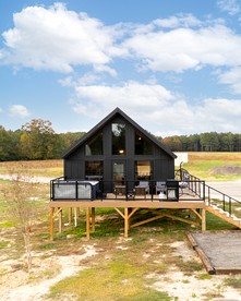 Cozy Modern Cabin with Deck and Hot Tub in Cedar Bluff, Alabama - Cedar Bluff, Alabama - glamping.directory