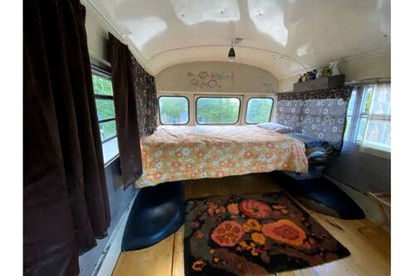 Vintage Short Bus Vacation Rental Nestled in the Forest near North Conway, New Hampshire - Chatham, New Hampshire - glamping.directory