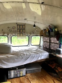 Vintage Short Bus Vacation Rental Nestled in the Forest near North Conway, New Hampshire - Chatham, New Hampshire - glamping.directory