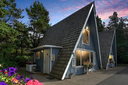 Charming A Frame Nestled Amidst Trees in Otter Rock, Oregon - glamping.directory