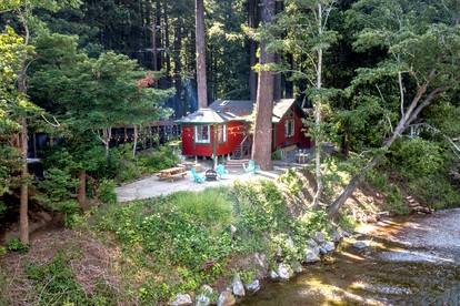 Pet - Friendly Waterfront Glamping Cabin on Austin Creek in Cazadero - glamping.directory