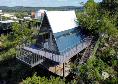 Stunning A-Frame with Folding Glass Walls & Open-Air Living in Cottonwood, Texas - Cottonwood Shores, Texas - glamping.directory
