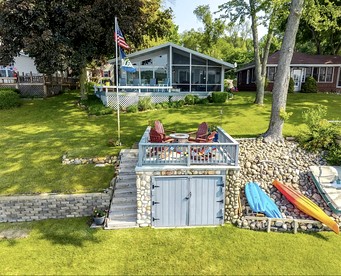 Cozy Lakefront Cabin with Pontoon and Paddleboards Near Fremont, Indiana - glamping.directory