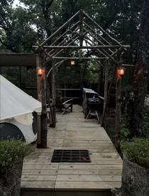 Cozy Bell Tent Retreat with Oak Bar Deck near Nature Trails, Honey Grove, TX - Honey Grove, Texas - glamping.directory