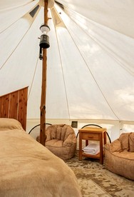 Cozy Bell Tent Retreat with Oak Bar Deck near Nature Trails, Honey Grove, TX - glamping.directory