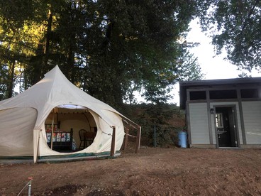 Lotus Yurt in Vineyard Overlooking Monterey Bay near Los Gatos, California - glamping.directory