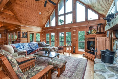 Stunning Mountain Cabin with Hot Tub and Game Room Near Asheville in Old Fort, NC - Old Fort, North Carolina - glamping.directory