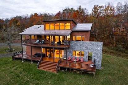Secluded Contemporary Haven with Fire Pit & Sweeping Vistas in Margaretville, New York - Margaretville, New York - glamping.directory