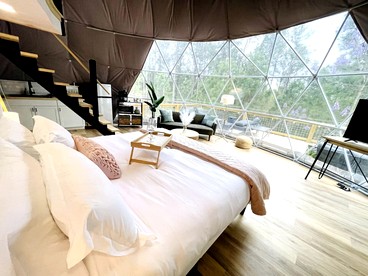 Lofted Family Dome with Equipped Deck in Kentucky - Cadiz, Kentucky - glamping.directory