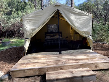Family-Friendly Tented Cabin for a Charming Glamping Getaway by Trinity River in Big Bar, California - glamping.directory
