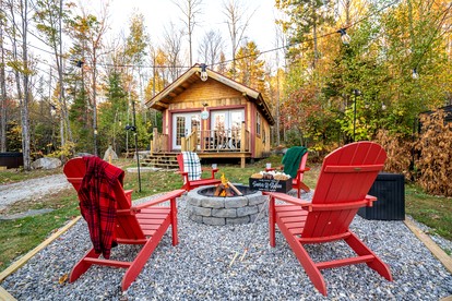 Peaceful Woodland Escape with Two Cabins, Firepit Nights & Hot Tubs in Bethel, Maine - glamping.directory