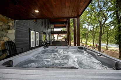Riverside Pet Friendly Cabin with Hot Tub and Firepit on Glover River, Broken Bow, OK - Broken Bow, Oklahoma - glamping.directory