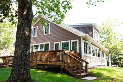 Beautiful Lakeside Cabin with a Stone Fireplace near Cornucopia, Wisconsin - glamping.directory