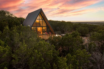 Modern and Secluded A-Frame with a Hot Tub for a Romantic Texas Hill Country Getaway - Wimberley, Texas - glamping.directory