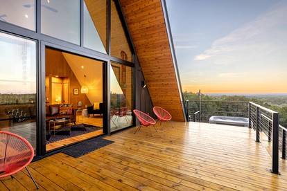 Modern and Secluded A-Frame with a Hot Tub for a Romantic Texas Hill Country Getaway - Wimberley, Texas - glamping.directory