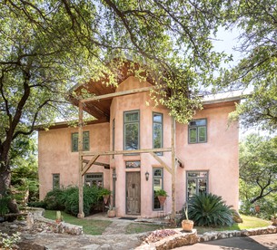 Featured on CBS Show STAYCATION! Magical Luxury Straw-Bale Villa with Hot Tub on Lake Travis, Austin - Spicewood, Texas - glamping.directory
