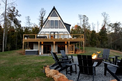Luxury A-Frame with Hot Tub & Sauna near Wineries in Nelson County, Virginia - glamping.directory