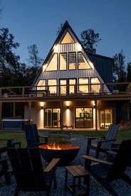 Luxury A-Frame with Hot Tub & Sauna near Wineries in Nelson County, Virginia - Faber, Virginia - glamping.directory