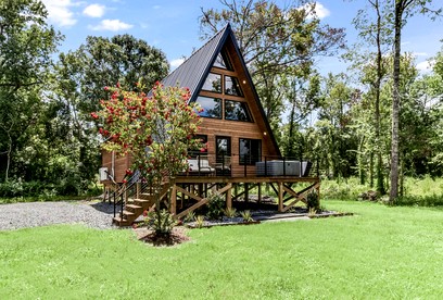Fantastic A-Frame with Spa and Furnished Deck in Louisiana - glamping.directory