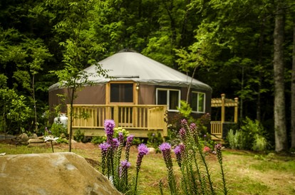 Chic Creek Yurt Comfy for Four in Topton, North Carolina - glamping.directory