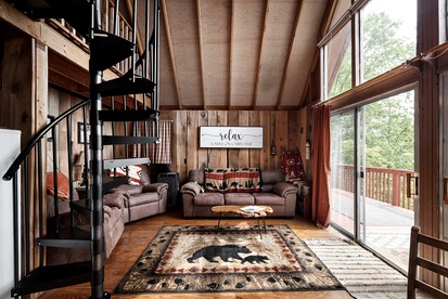 Rustic-Modern Chalet w/ Fire Pit, Deck & Views in Slanesville, WV - Slanville, West Virginia - glamping.directory