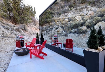 Mirror Tiny House with Equipped Interior and Fire Pit in Orderville, Utah - glamping.directory