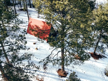 Cool A-Frame Cabin Rental in New Mexico, for Unforgettable Vacations on the Pecos River - Pecos, New Mexico - glamping.directory
